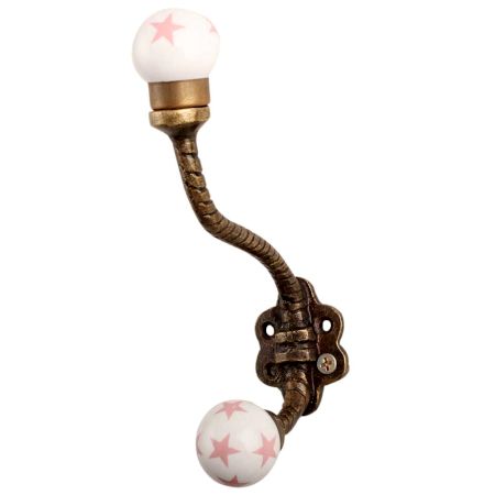 Dark Pink Star Ceramic Floral Iron Hooks-EHG-103